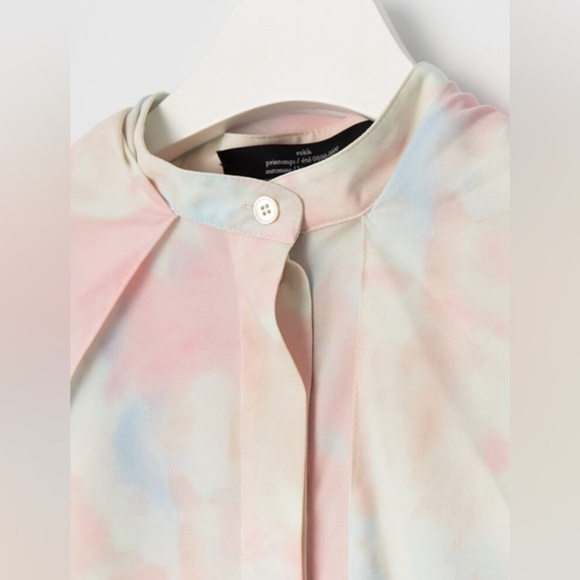 ROKH Scarf Blouse Bleached Blossom Cape Tie Neck - Picture 7 of 15